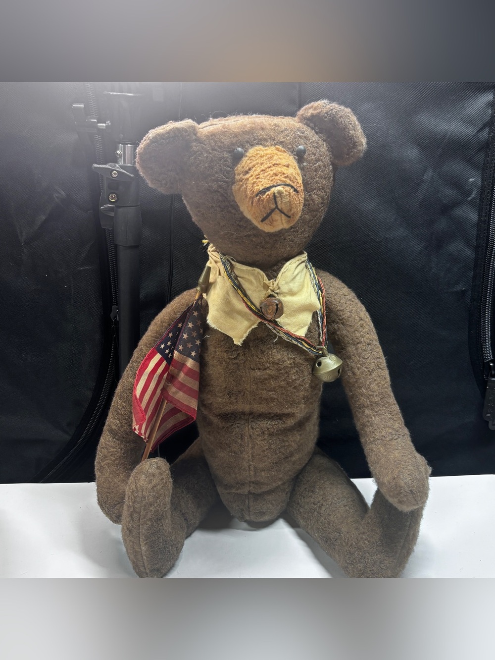Vintage Long Slender Nose, Skinny Body Primitive Folk Art Teddy Bear USA rare